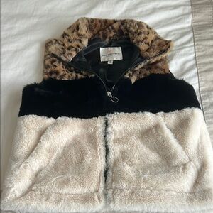 Urban Republic Leopard Print and Black Fleece Vest